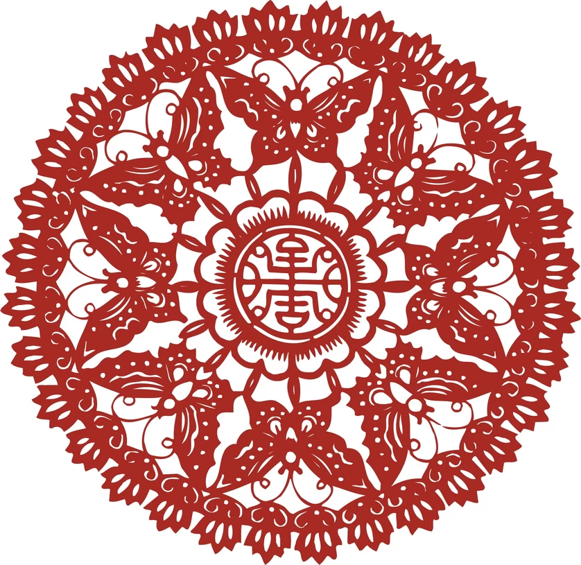 中国风中式传统喜庆民俗人物动物窗花剪纸插画边框AI矢量PNG素材【1470】